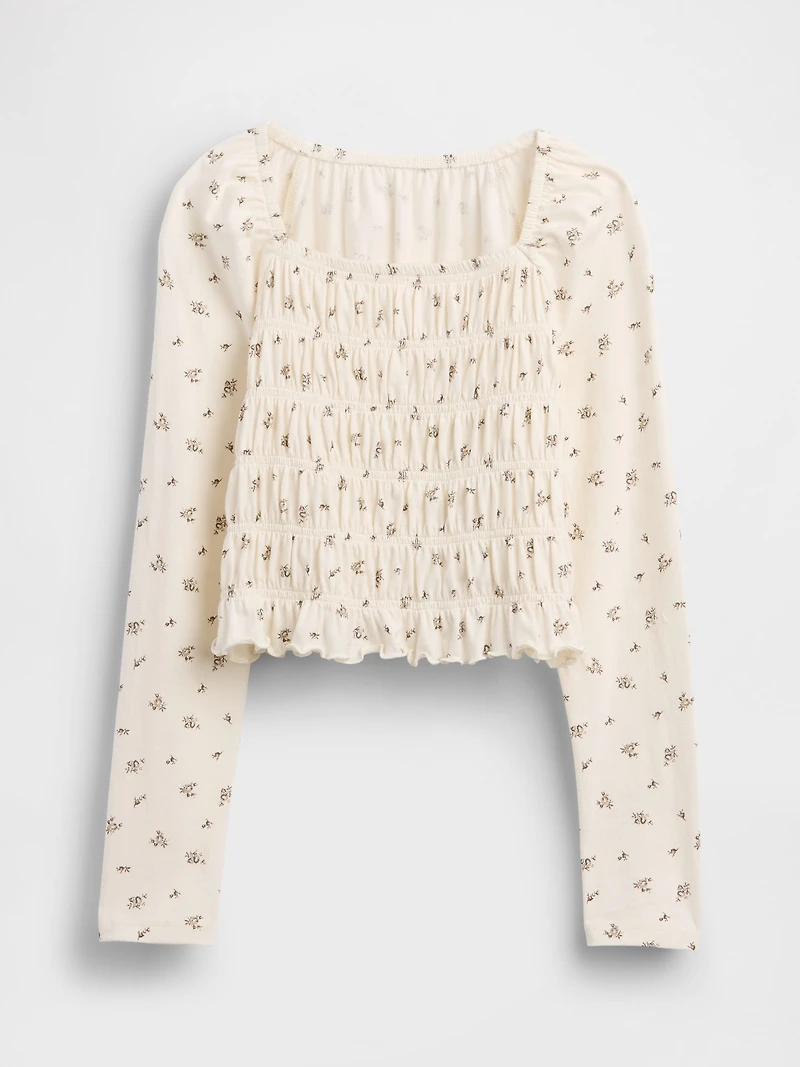 Kids Smocked Square-Neck Top