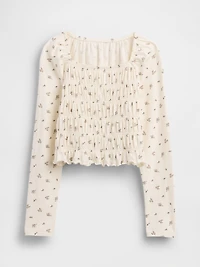 Kids Smocked Square-Neck Top