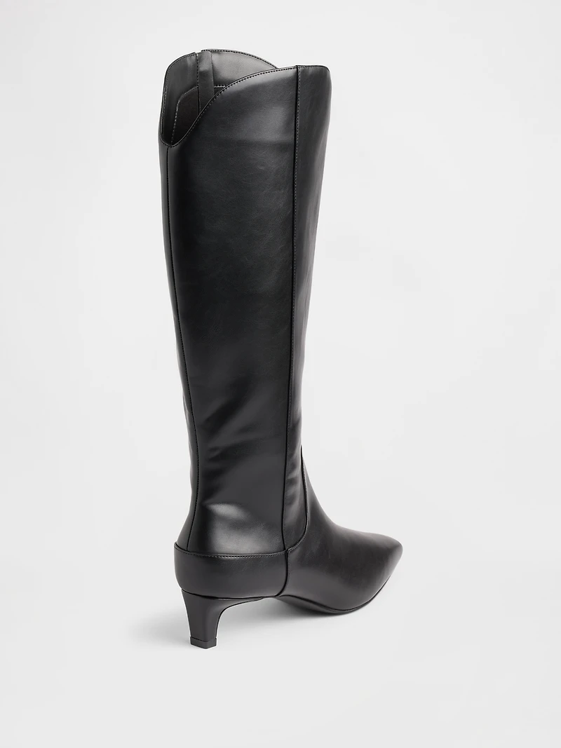 Kitten Heel Pointy Knee High Boots