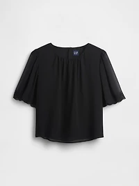 Scalloped Flutter-Sleeve Top