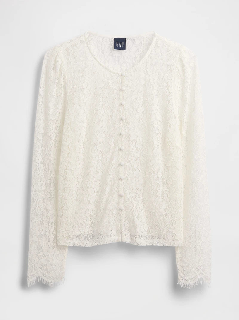Lace Button-Front Top