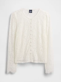 Lace Button-Front Top