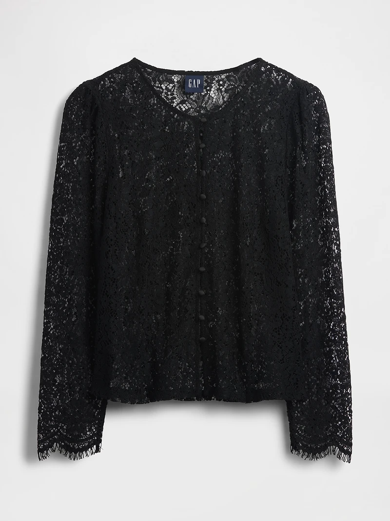 Lace Button-Front Top