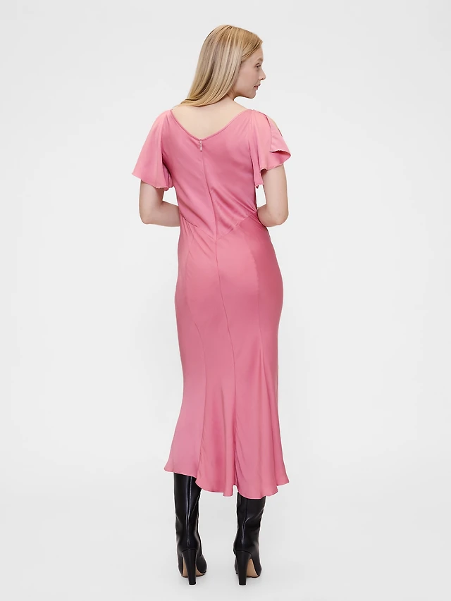 brown midi halter dress SAME Halter Flounce Midi Dress | Brown Polka Dot