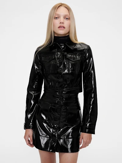 GapStudio Vegan Patent Leather Crop Jacket