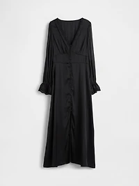 Button-Front V-Neck Maxi Dress