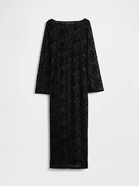 Burnout Velvet Bell-Sleeve Midi Dress