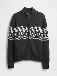 Wool-Blend Zip Cardigan Sweater