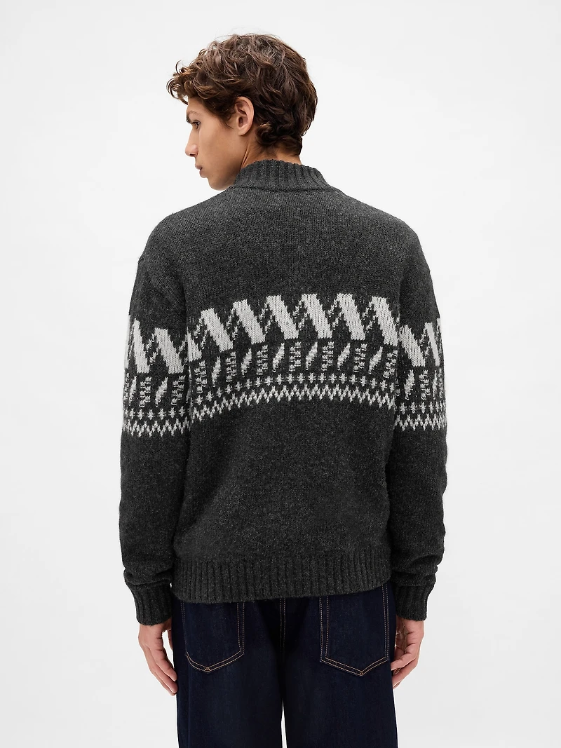 Wool-Blend Zip Cardigan Sweater