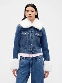 Gap × Sandy Liang Vegan Fur Crop Denim Jacket