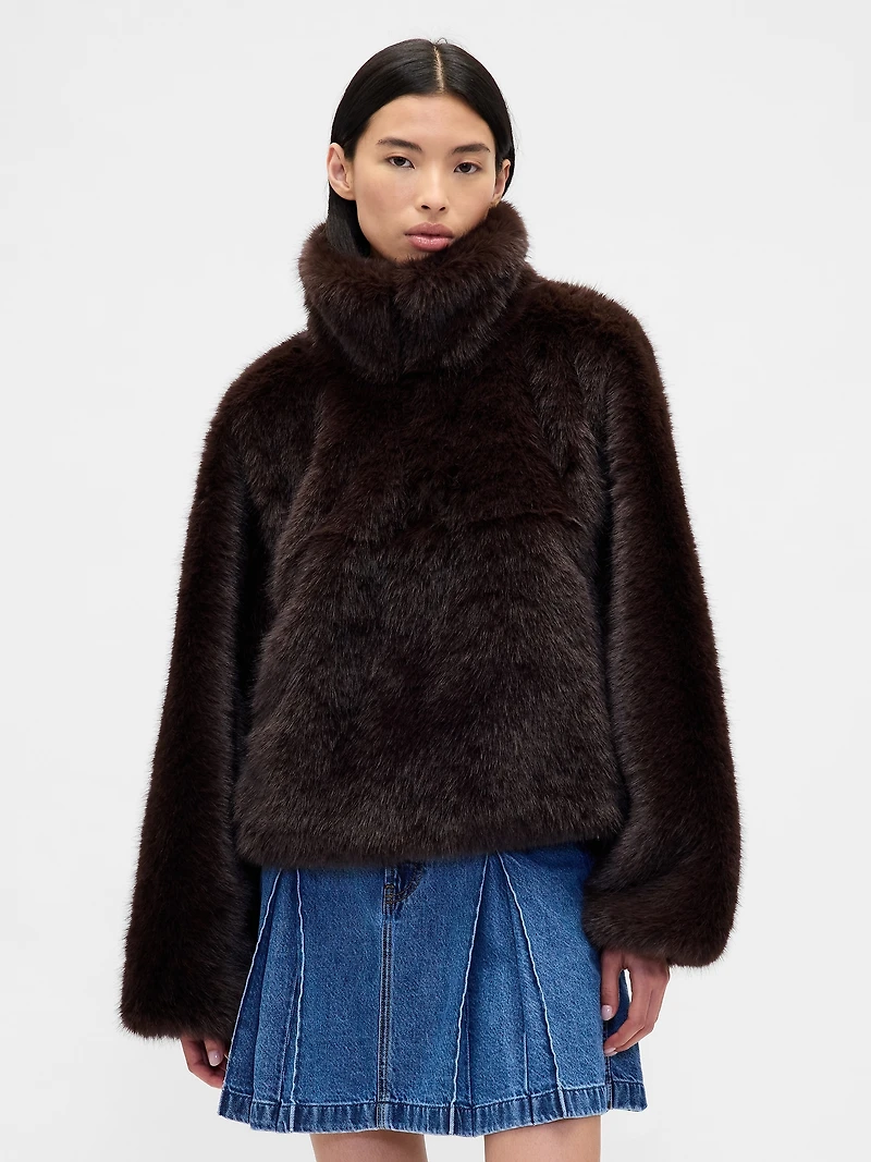 Gap × Sandy Liang Vegan Fur Half-Zip Pullover