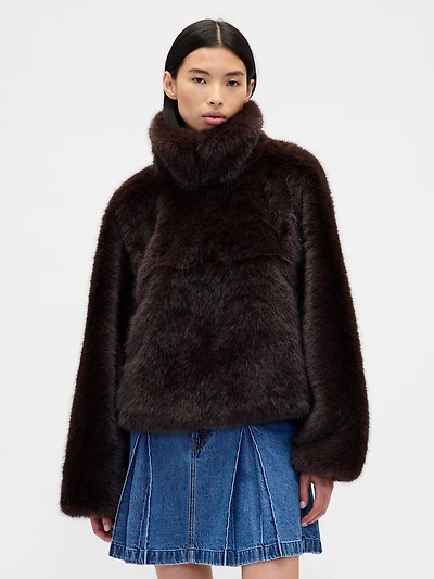 Gap × Sandy Liang Vegan Fur Half-Zip Pullover