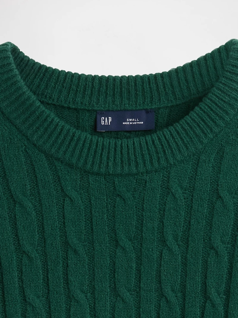 CashSoft Cable-Knit Crewneck Sweater