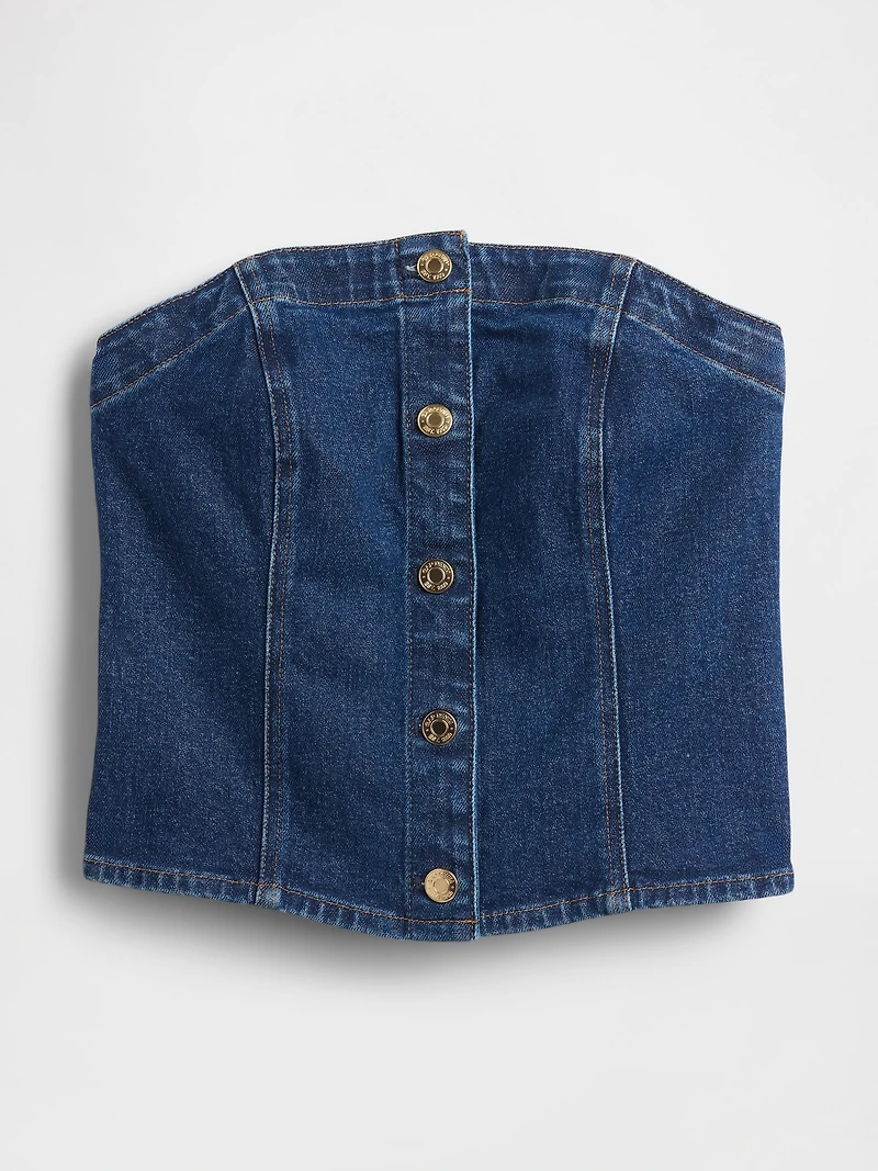 Denim Strapless Crop Vest