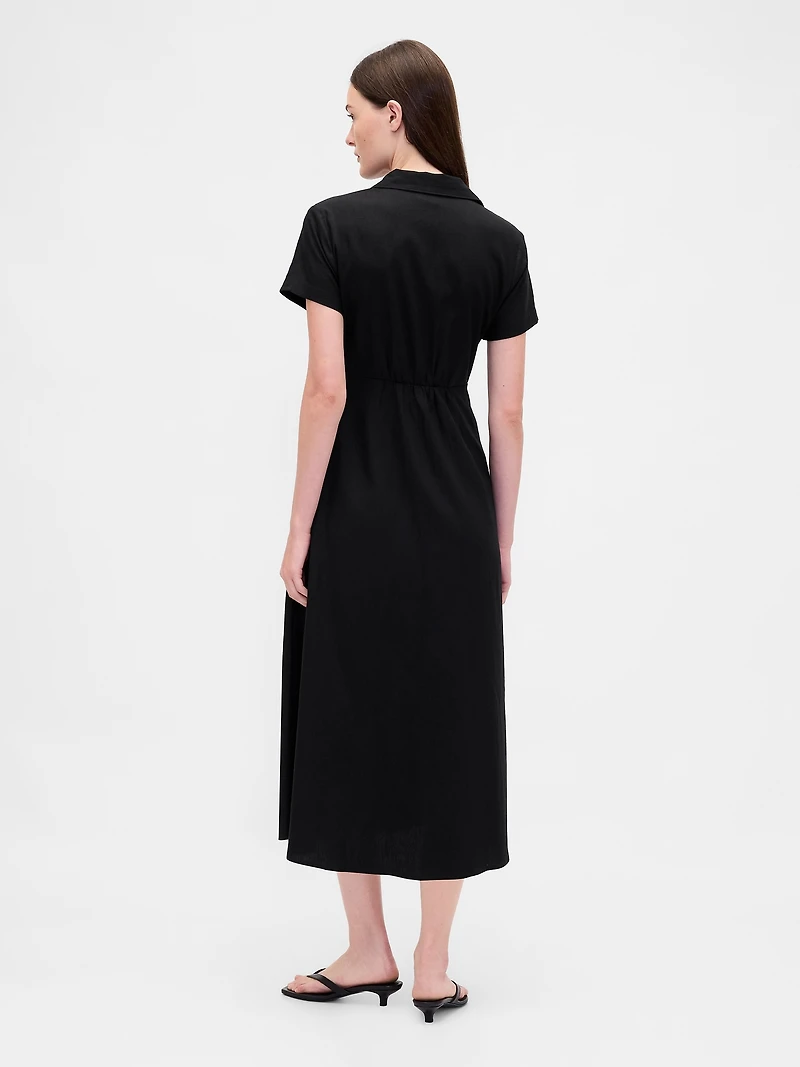 Linen-Blend Midi Shirtdress