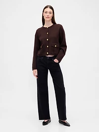 Cotton-Blend Pocket Cardigan Sweater