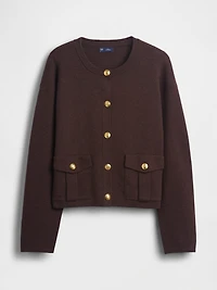 Cotton-Blend Pocket Cardigan Sweater