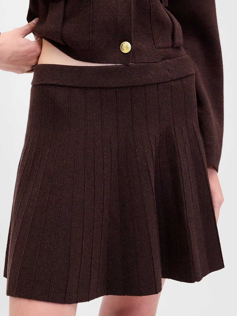 Pleated Mini Sweater Skirt