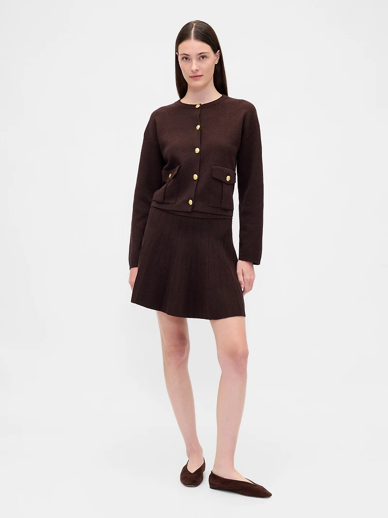 Pleated Mini Sweater Skirt