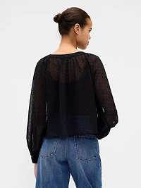 Recycled Sheer Button-Front Top
