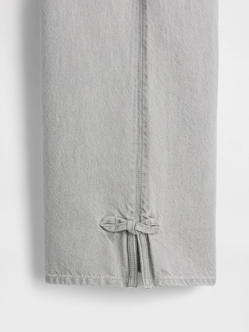 Kids Low Rise Bow Split-Hem Baggy Jeans