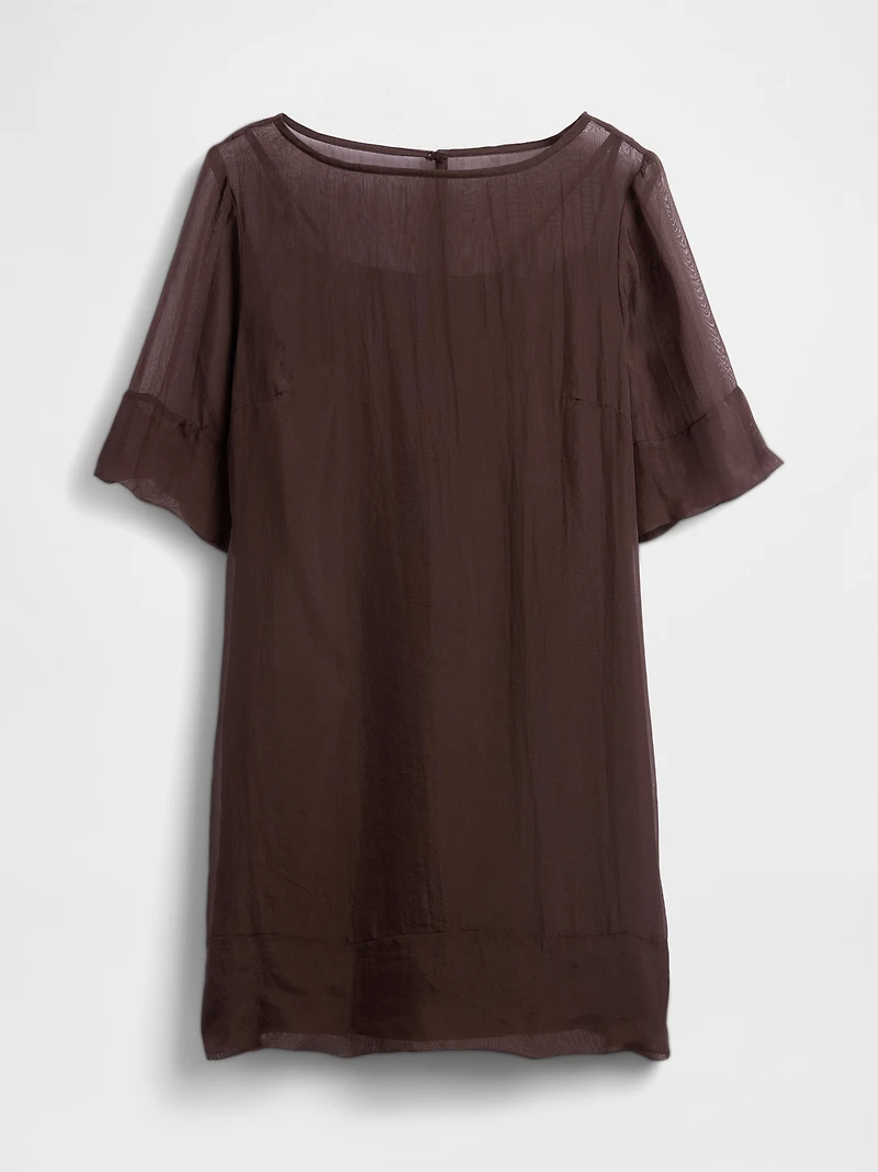 Sheer Organza Mini Shift Dress