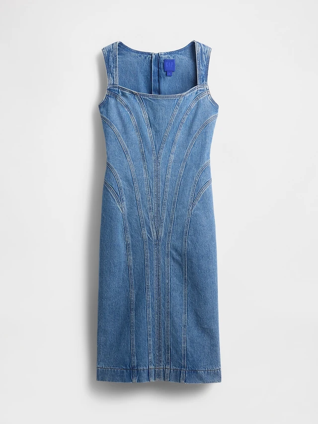 Pilcro Square-Neck Seamed Denim Midi Dress at Mall of America in  Bloomington, MN