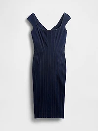 GapStudio Seamed Denim Cap-Sleeve Midi Dress