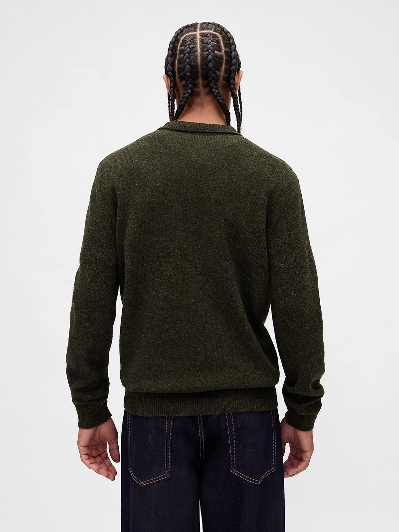 Merino Wool-Blend Polo Sweater