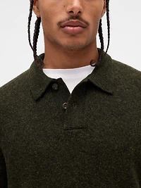 Merino Wool-Blend Polo Sweater