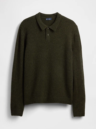 Merino Wool-Blend Polo Sweater