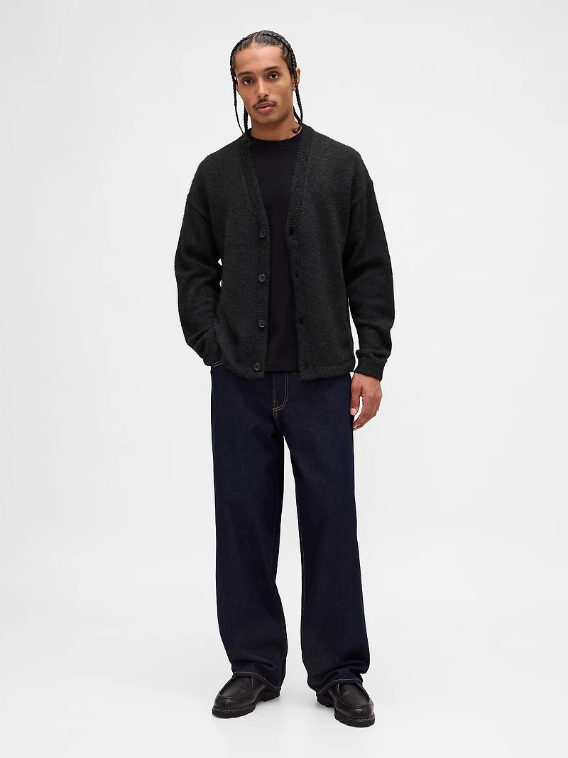 Fuzzy Relaxed Crop Cardigan Sweater