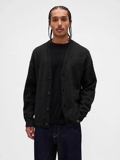 Fuzzy Relaxed Crop Cardigan Sweater