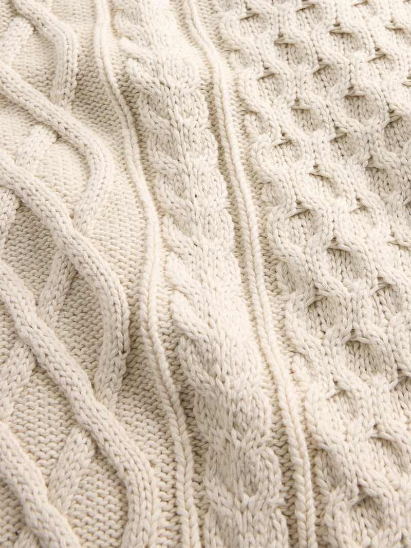 100% Cotton Oversized Cable-Knit Sweater