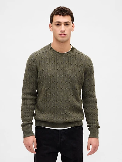 Merino Wool-Blend Cable-Knit Sweater