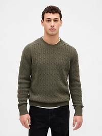 Merino Wool-Blend Cable-Knit Sweater