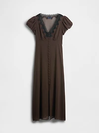 Lace-Trim V-Neck Maxi Dress