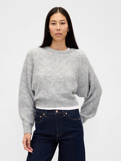 Fuzzy Oversized Crewneck Sweater
