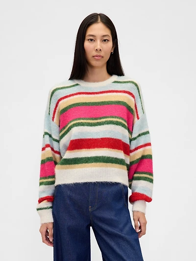 Fuzzy Oversized Crewneck Sweater