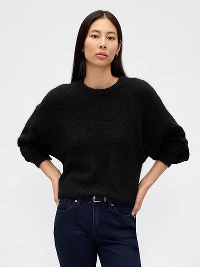 Fuzzy Oversized Crewneck Sweater