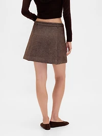 Wool-Blend Pleated Mini Skort