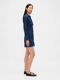Denim Pleated Mini Dress