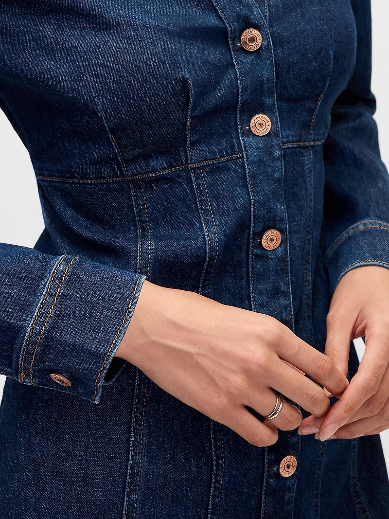 Denim Pleated Mini Dress