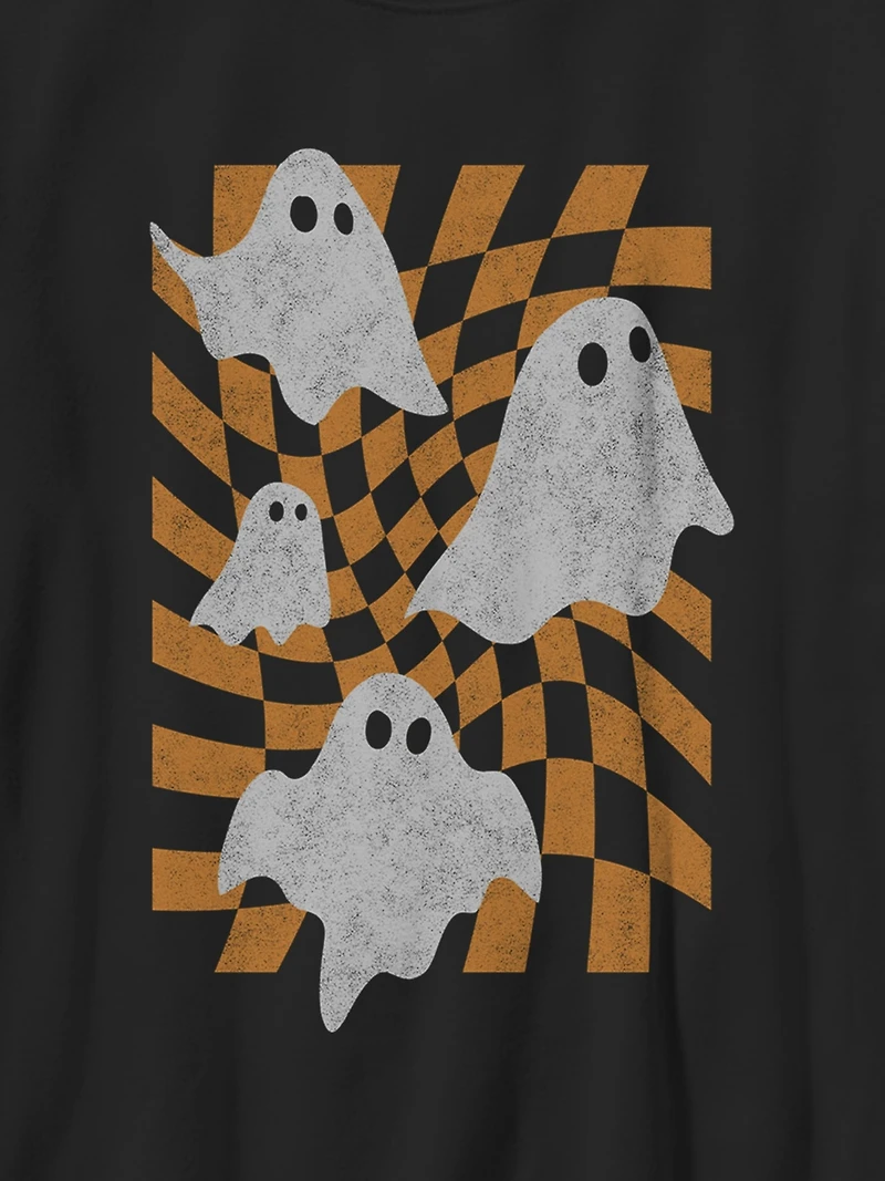 Kids Checkered Ghosts Graphic T-Shirt