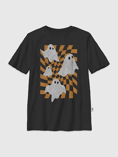 Kids Checkered Ghosts Graphic T-Shirt