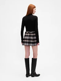 Wool-Blend Pleated Mini Skort