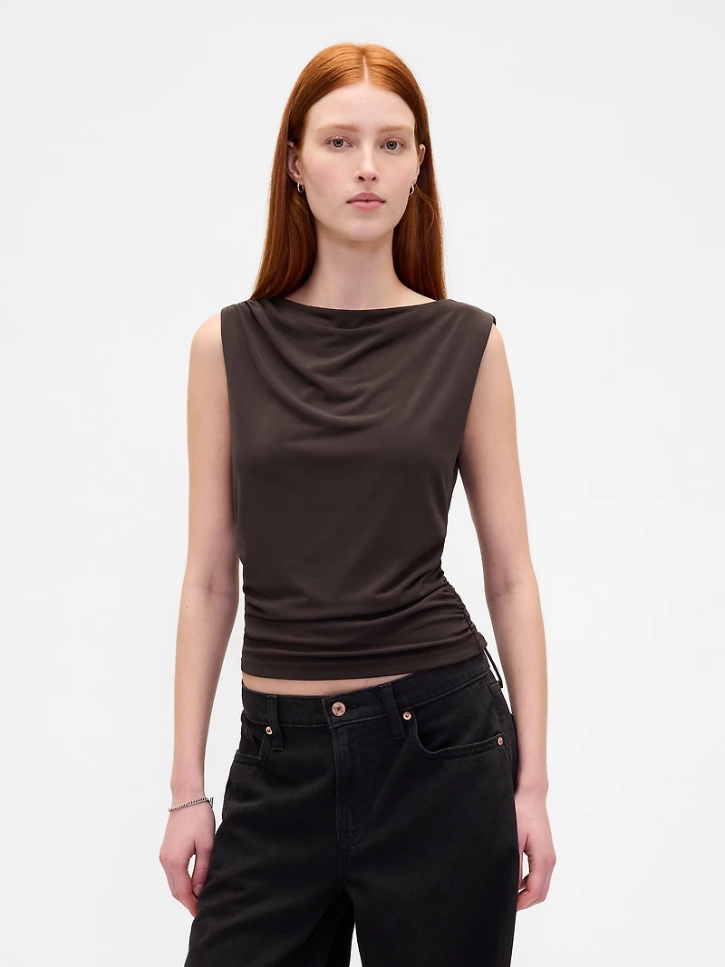 Ruched Boatneck Top