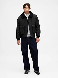 Wool-Blend Relaxed Bomber Jacket