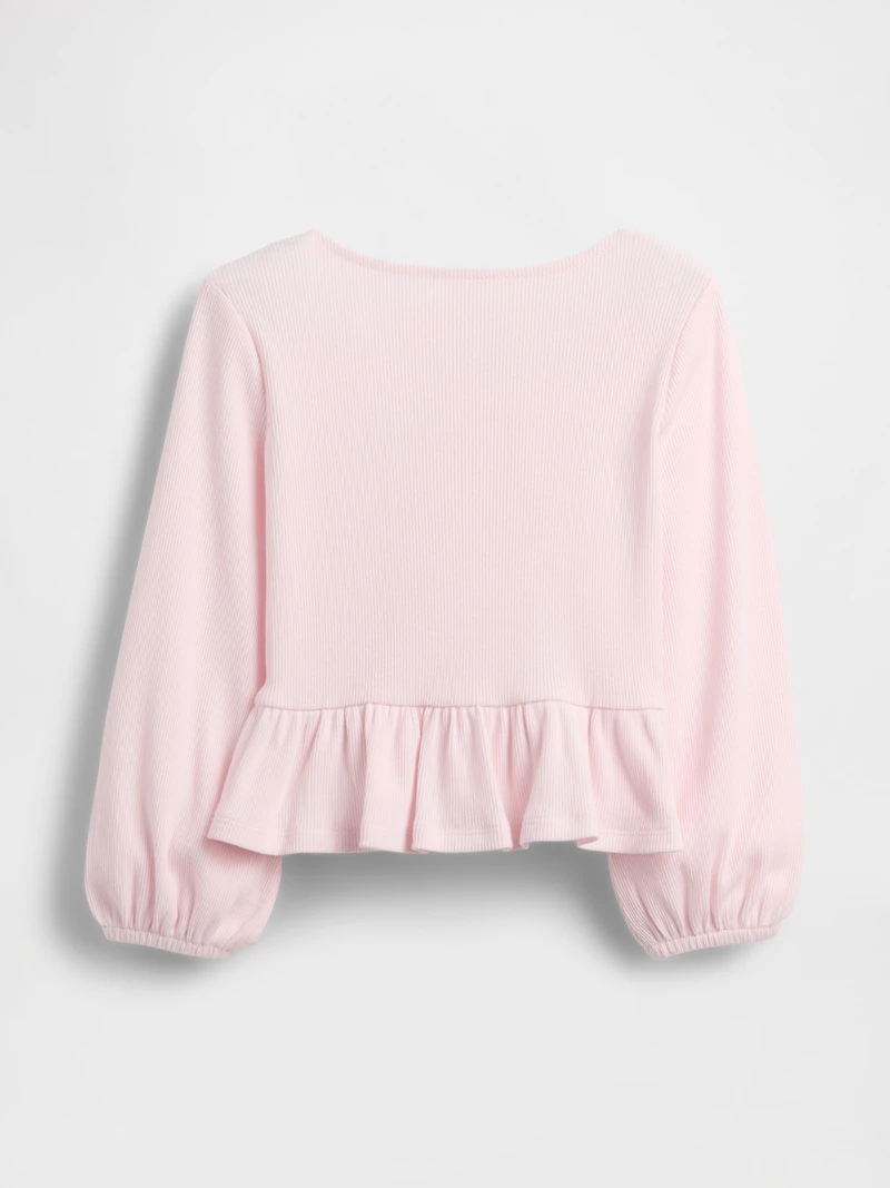 Baby & Toddler Bow-Front Rib Peplum Top