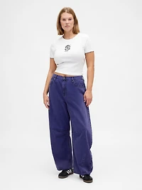 Gap × Disney Tim Burton’s The Nightmare Before Christmas Mid Rise UltraSoft Barrel Jeans